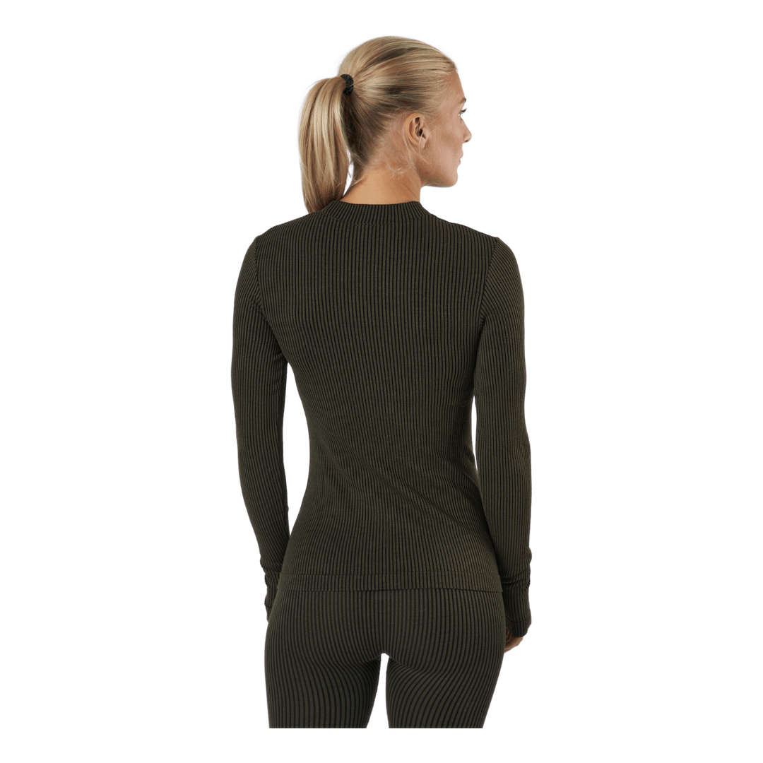 Casall Wool Rib Long Sleeve Black Green Rib –