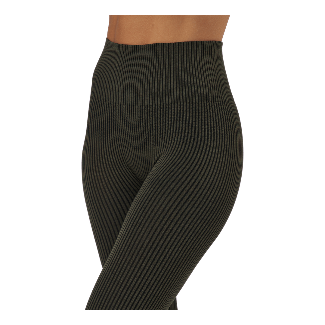 Wool Rib Tights Black Green Rib