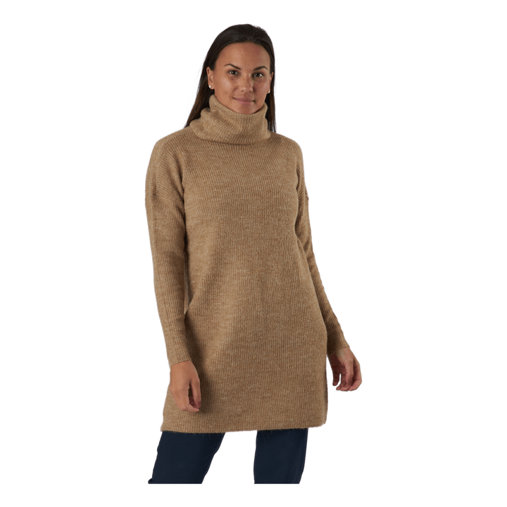 Onljana L/s Cowlnck Dress  Woo Indian Tan