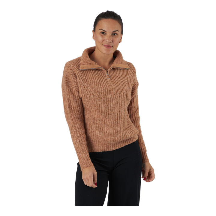 Onlemily Life L/s Zip Pullover Camel