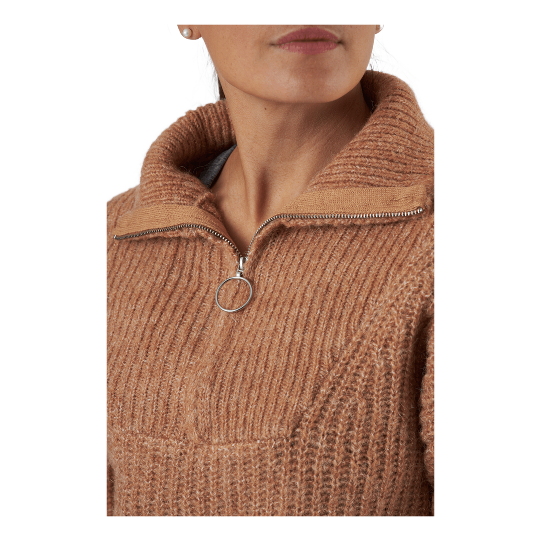 Onlemily Life L/s Zip Pullover Camel