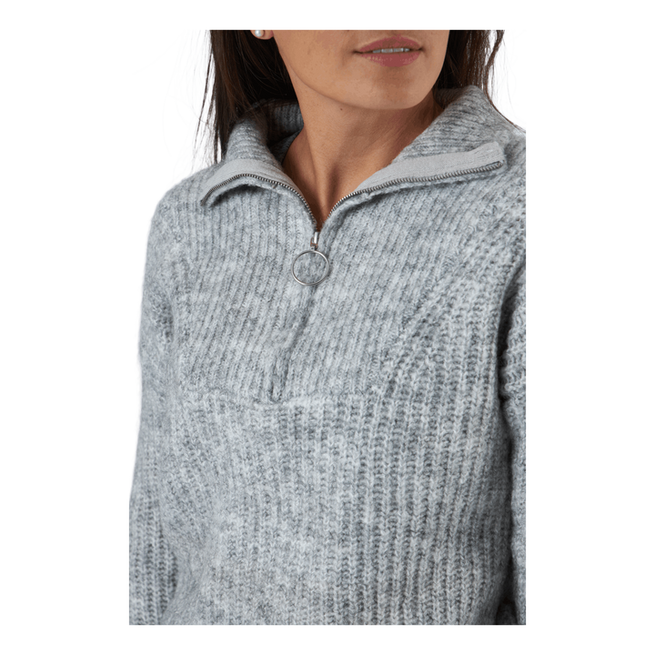 Onlemily Life L/s Zip Pullover Light Grey Melange