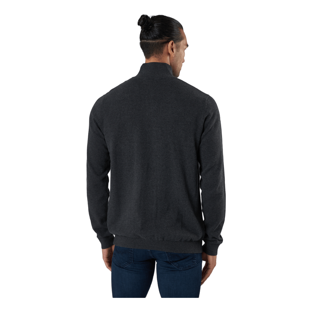 Jjebasic Knit Half Zip Dark Grey Melange