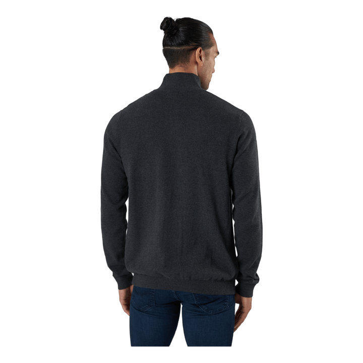 Jjebasic Knit Half Zip Dark Grey Melange