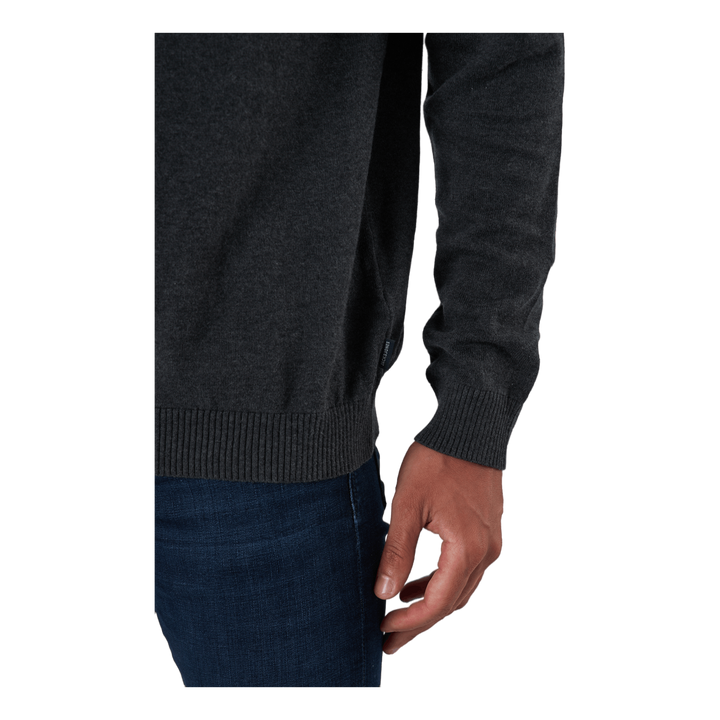 Jjebasic Knit Half Zip Dark Grey Melange