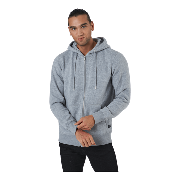 Jjesoft Basic Sweat Zip Hood Light Grey Melange