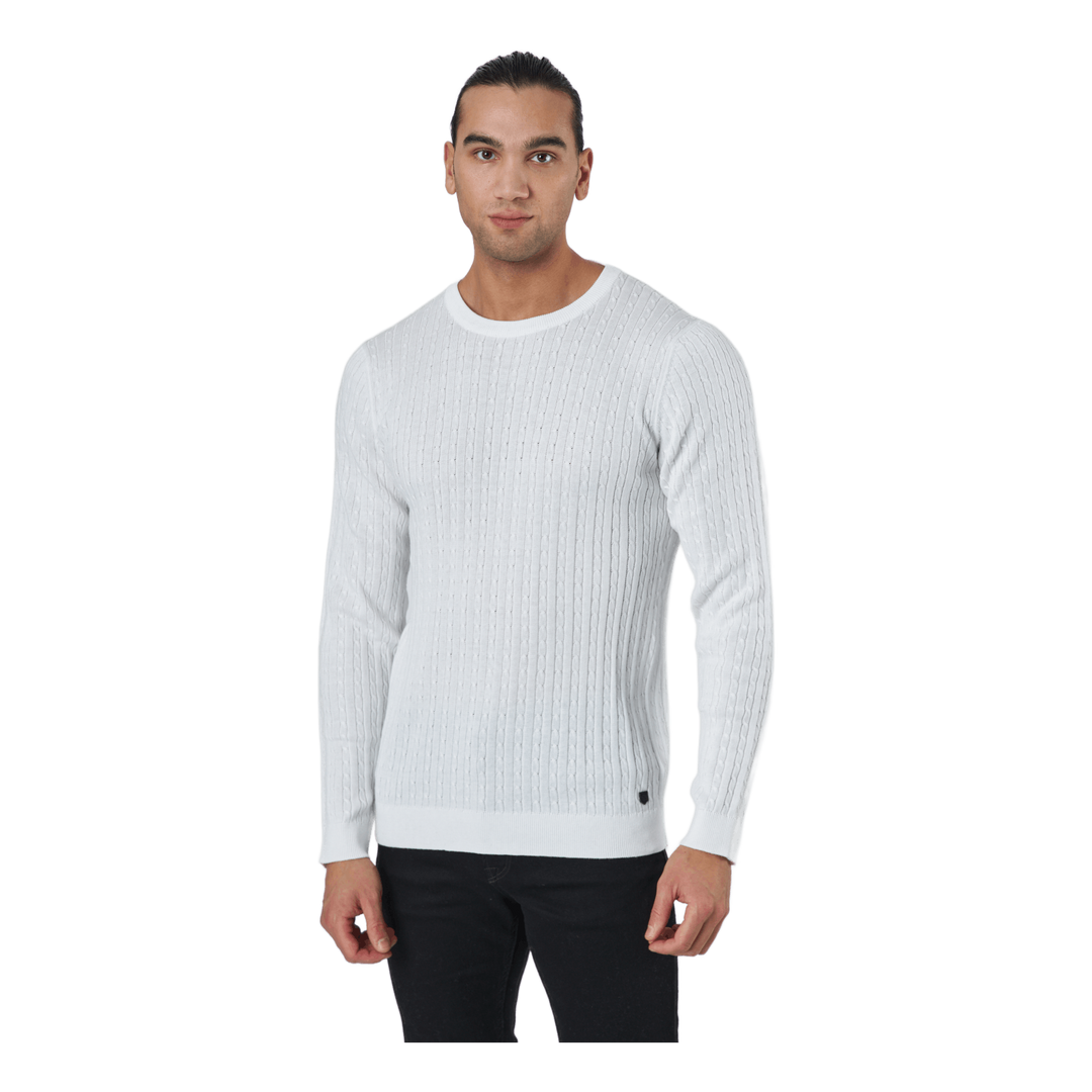 Jprblawinter Cable Knit Crew N Blanc De Blanc