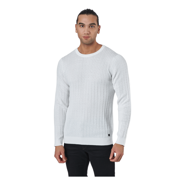 Jprblawinter Cable Knit Crew N Blanc De Blanc