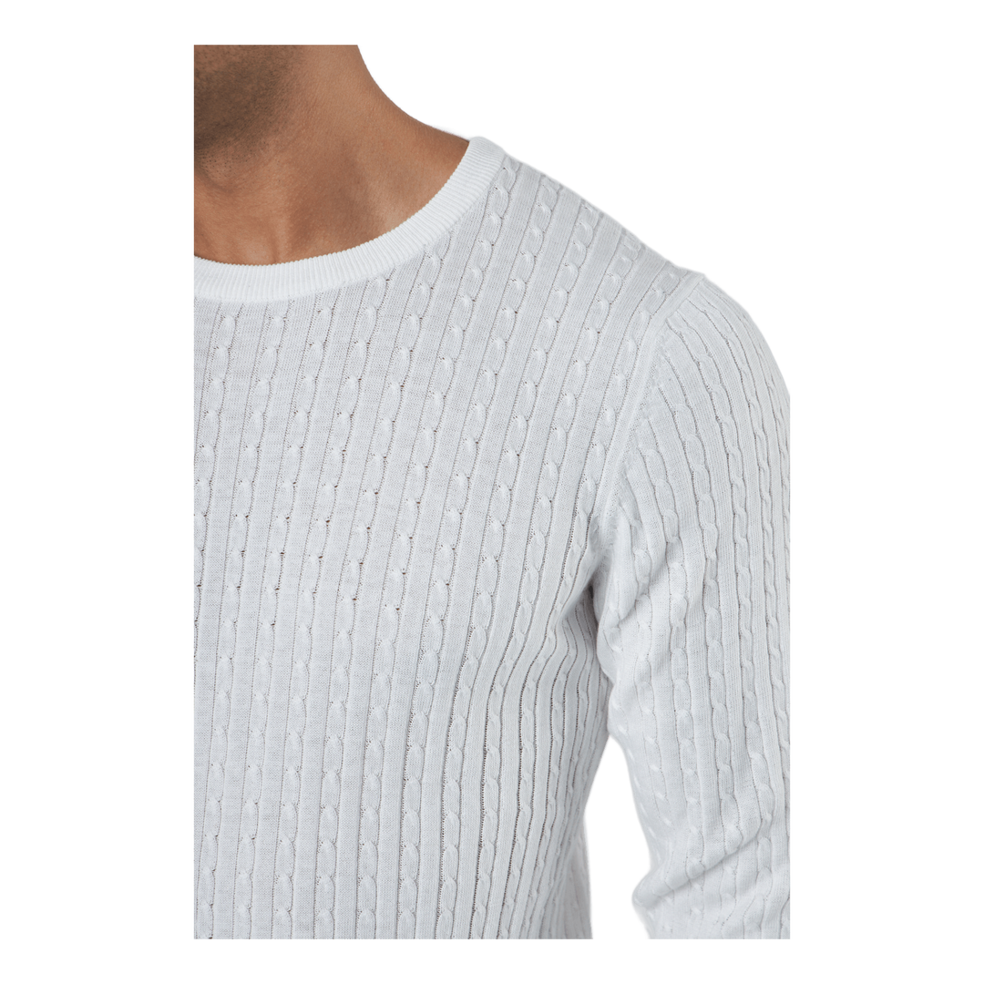 Jprblawinter Cable Knit Crew N Blanc De Blanc