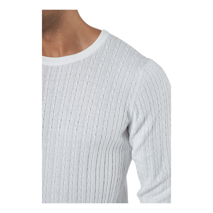 Jprblawinter Cable Knit Crew N Blanc De Blanc