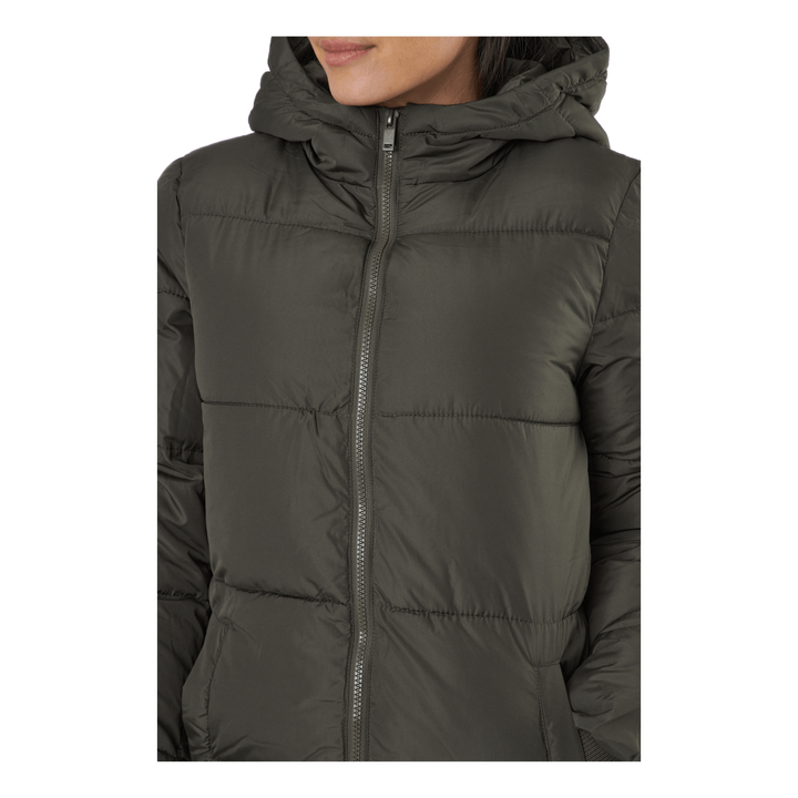 Pcbee New Long Puffer Jacket B Black Olive