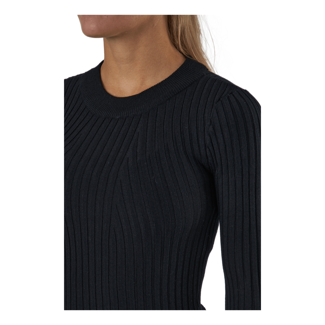 Pccrista Ls O-neck Knit  Bc Black