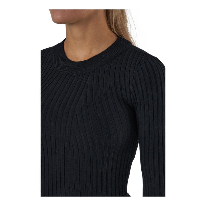 Pccrista Ls O-neck Knit  Bc Black