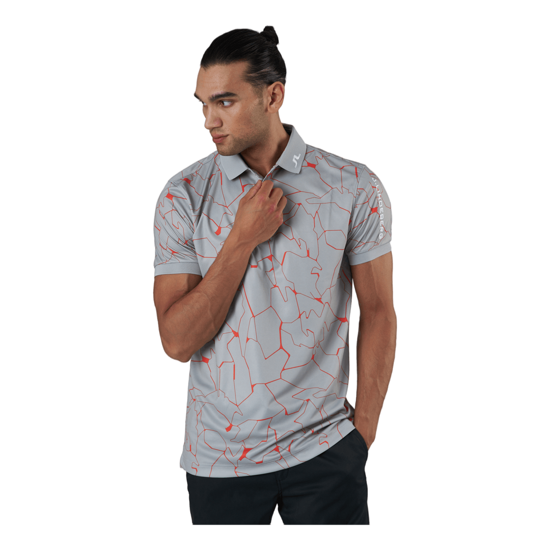 Tour Tech Reg Fit Print Polo Slit Grey