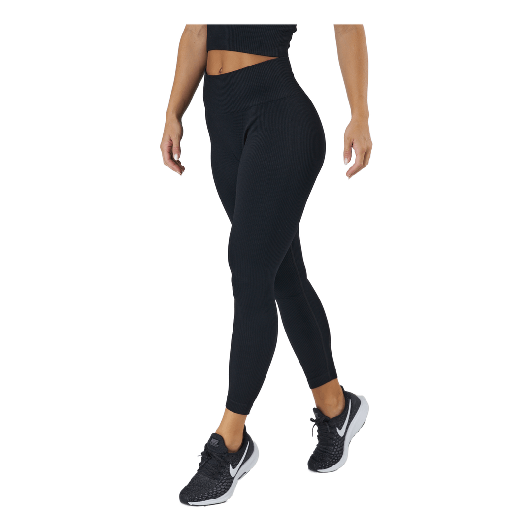 Janing W Rib Seamless Tights Black