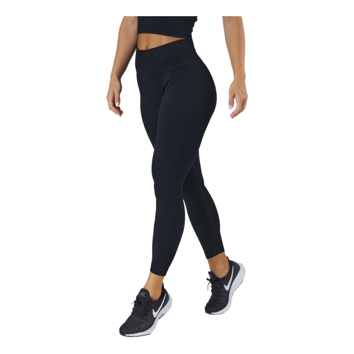 Janing W Rib Seamless Tights Black