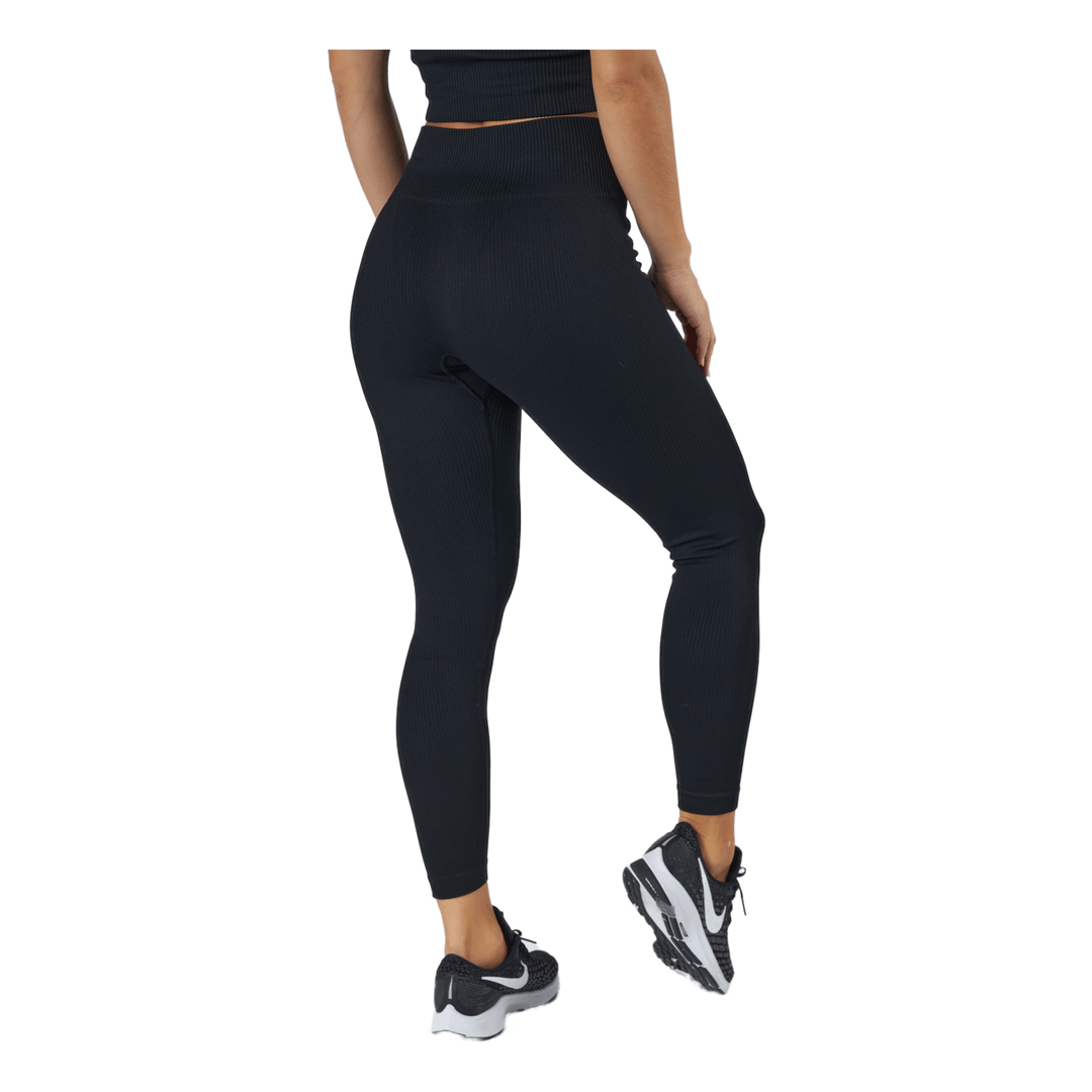 Janing W Rib Seamless Tights Black