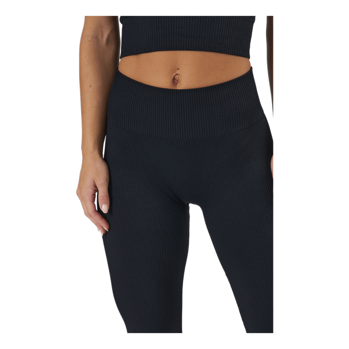 Janing W Rib Seamless Tights Black