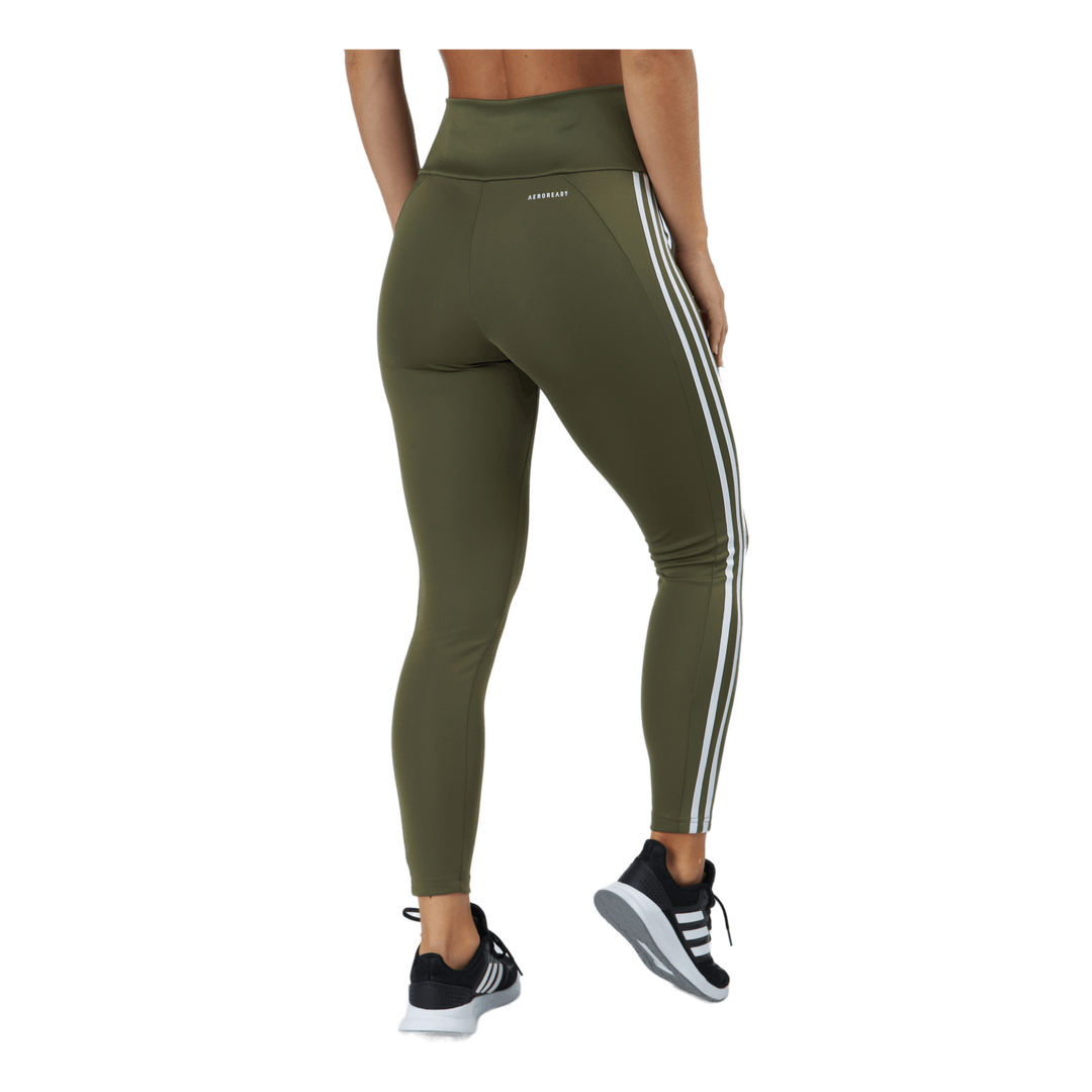 High Rise 3-Stripes 7/8 Tights Focus Olive / White