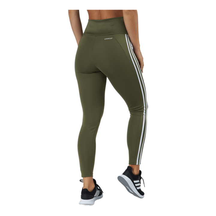 High Rise 3-Stripes 7/8 Tights Focus Olive / White