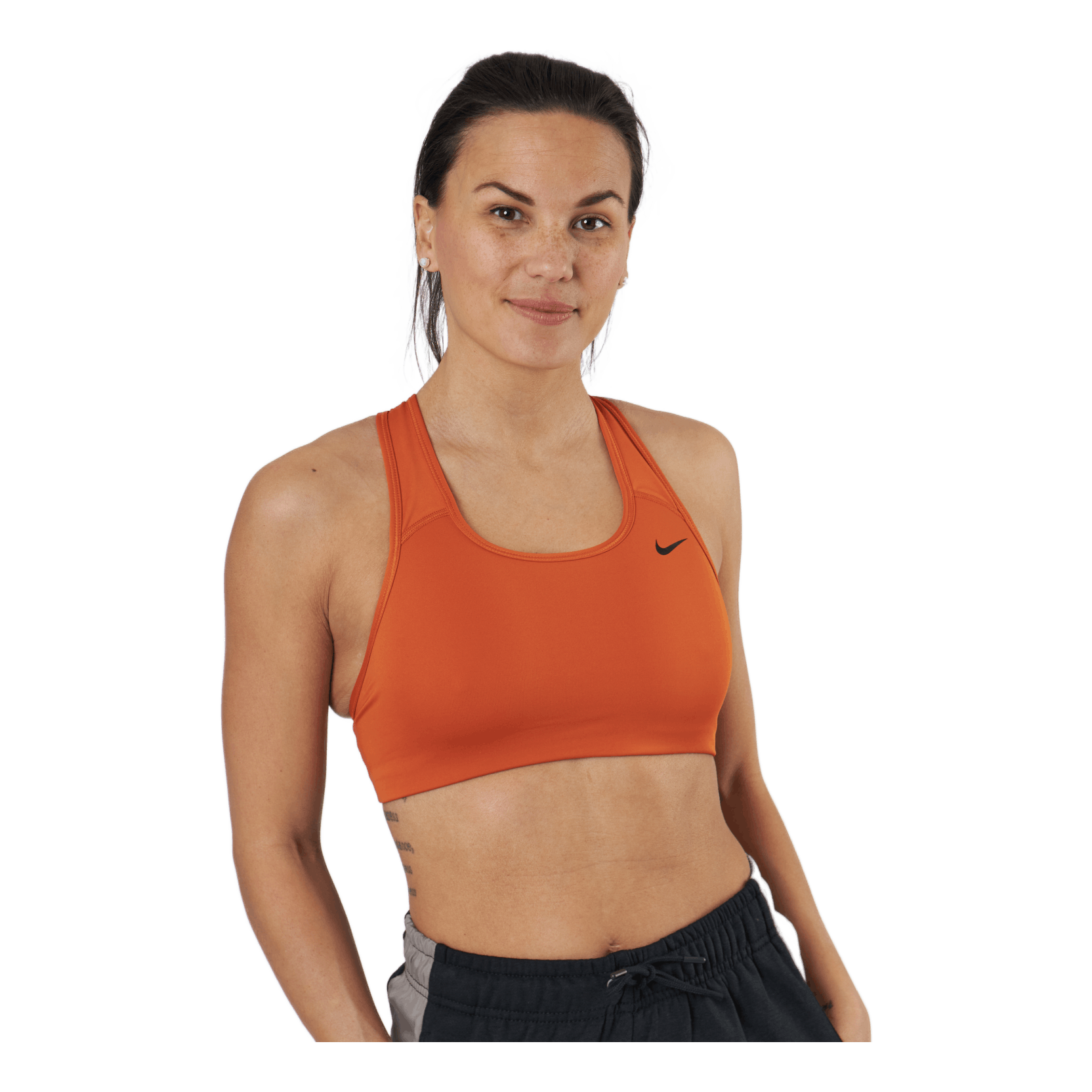 nike orange and black sports bra