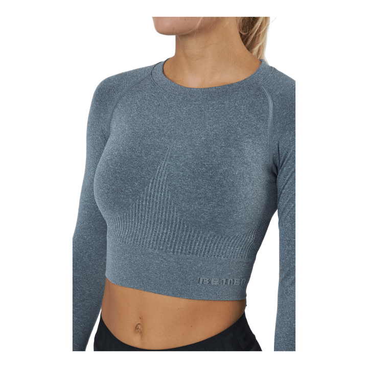 Rib Sml Crop Ls Grey Melange