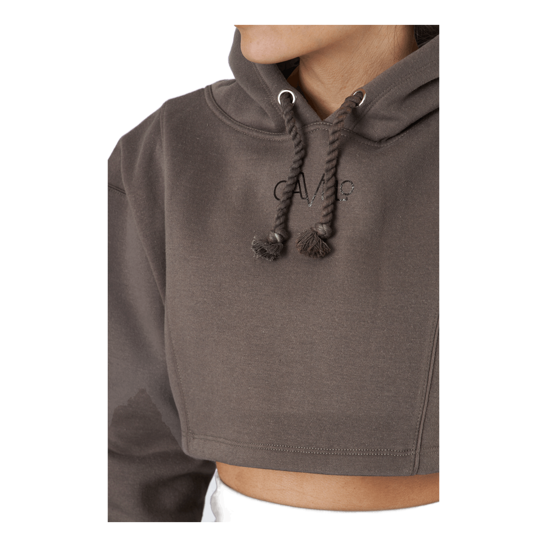 Chill Lounge Cropped Hoodie Taupe
