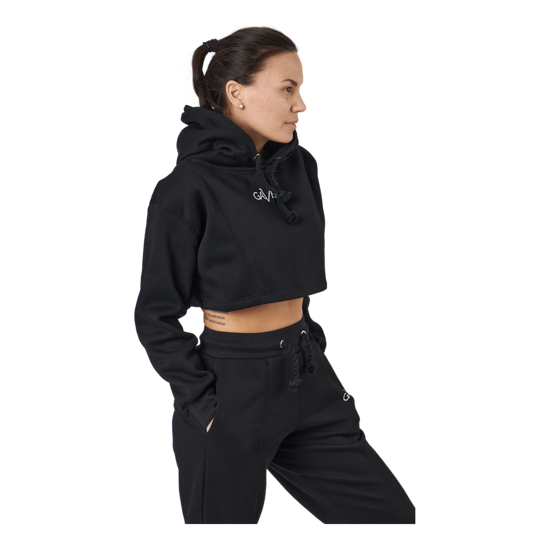 Chill Lounge Cropped Hoodie Black