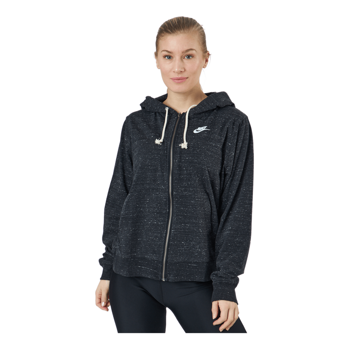 Sportswear Gym Vintage Women s Full Zip Hoodie BLACK WHITE
