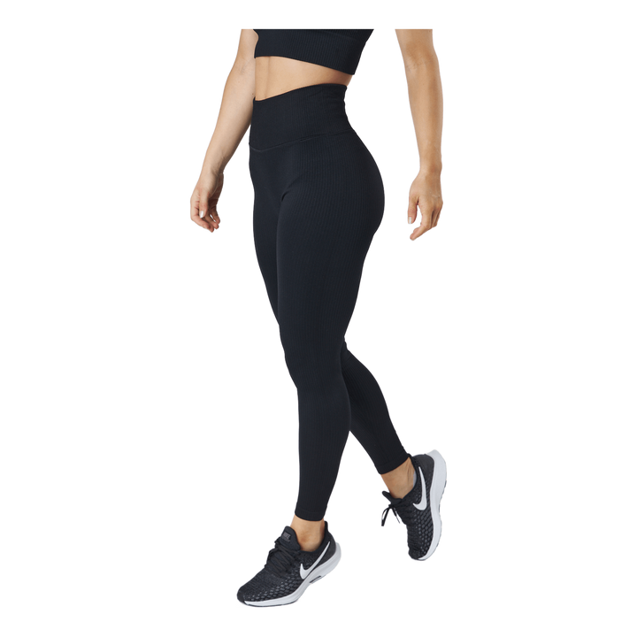 Rib Seamless Tights Black