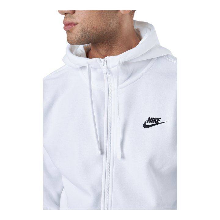 Sportswear Club Fleece Men's Full-Zip Hoodie WHITE/WHITE/BLACK