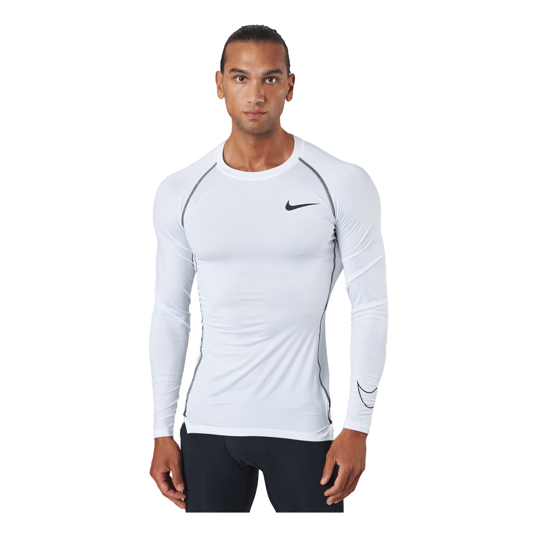 Nike Pro Dri-FIT Men's Tight Fit Long-Sleeve Top WHITE/BLACK/BLACK –