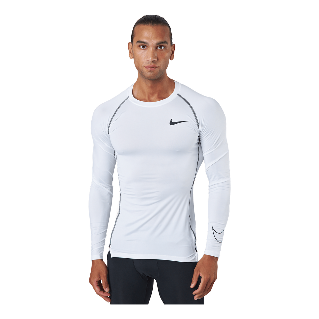 Pro Dri-FIT Men's Tight Fit Long-Sleeve Top WHITE/BLACK