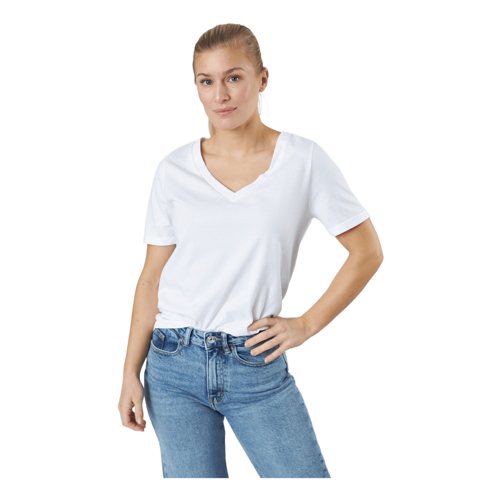 Pcria Ss V-neck Solid Tee Bc Bright