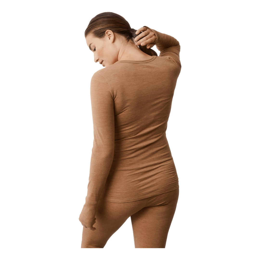 Merino Wool L/s Top Brown Melange