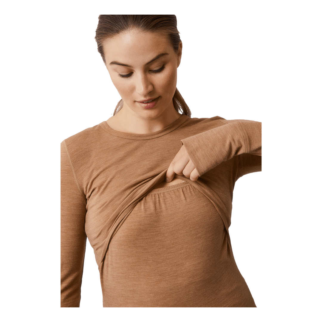 Merino Wool L/s Top Brown Melange