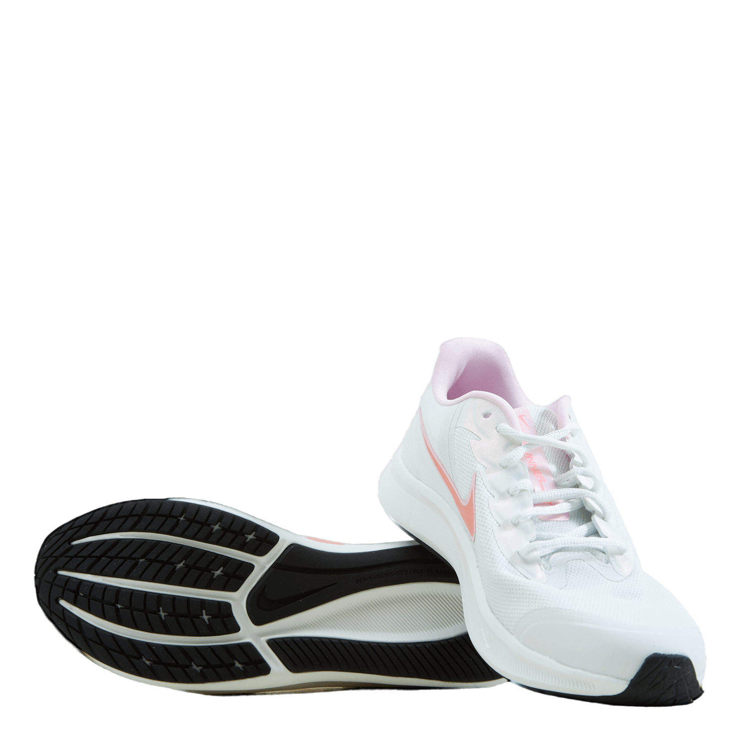 white and pink nike running shoes