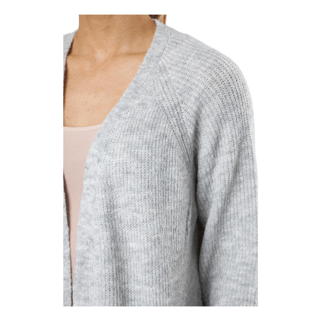 Ellen Ls Long Knit Cardigan Gr Light Grey Melange