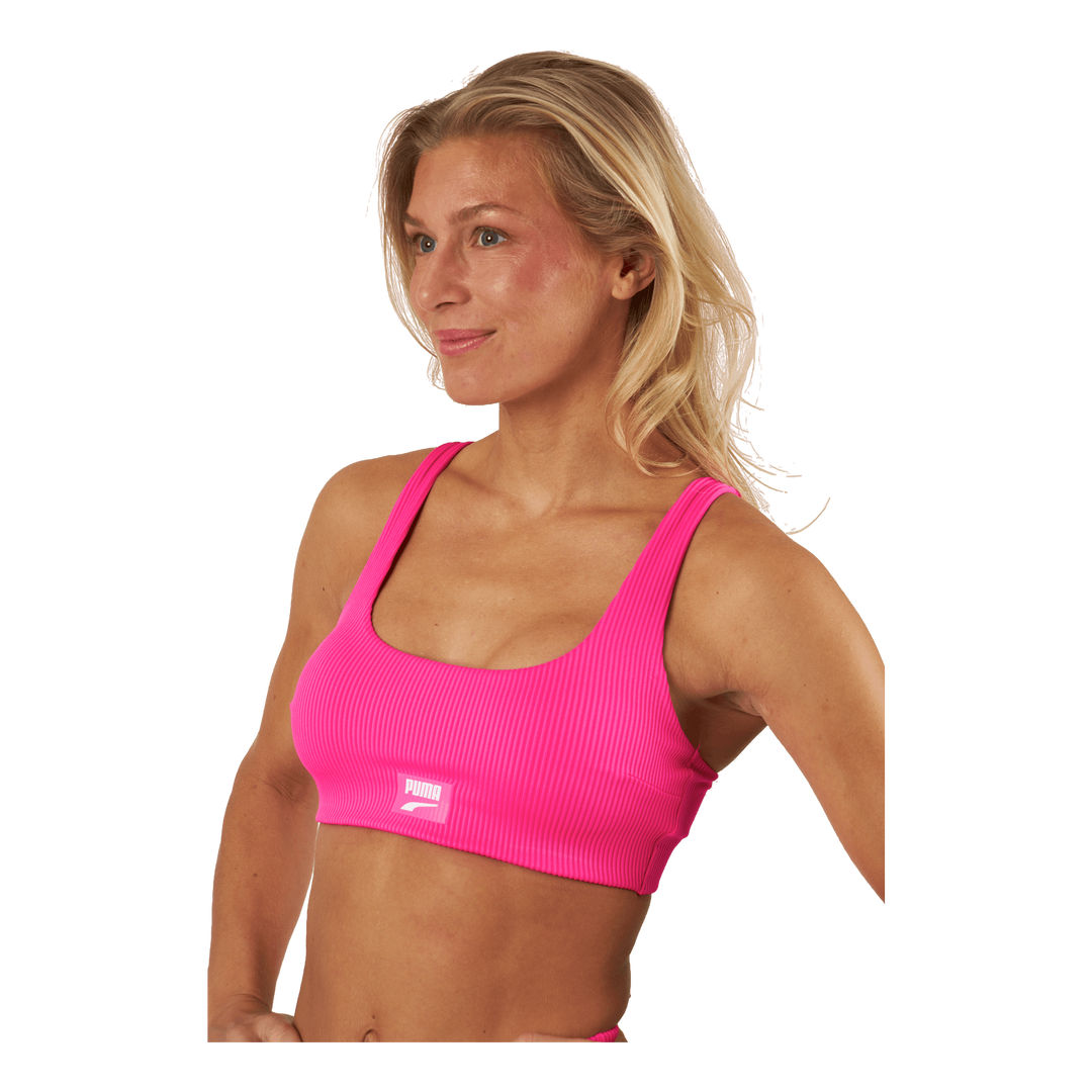 Swim Women Ribbed Scoop Neck T Neon Pink