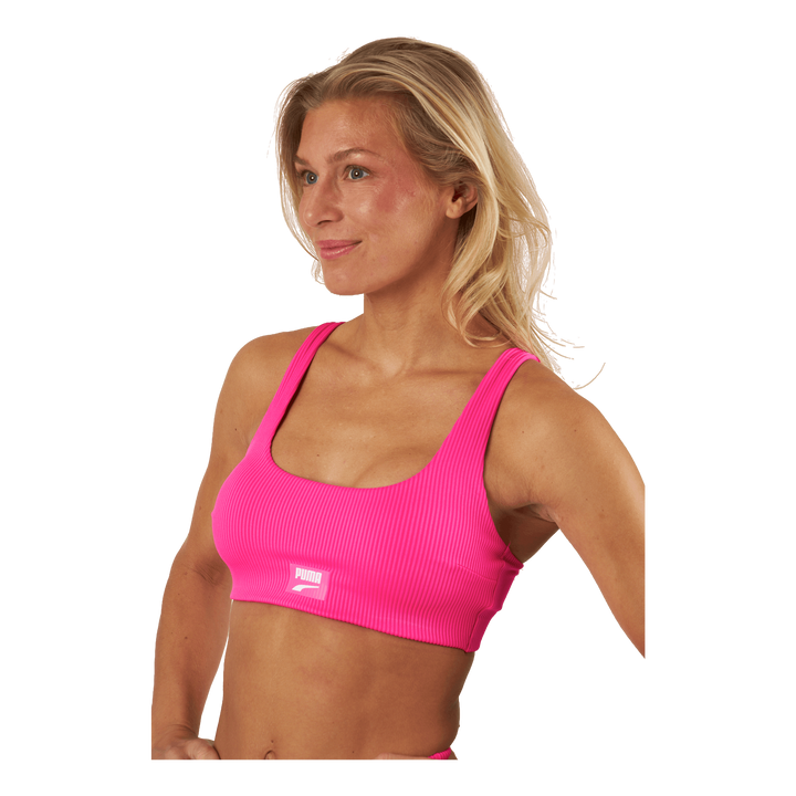 Swim Women Ribbed Scoop Neck T Neon Pink