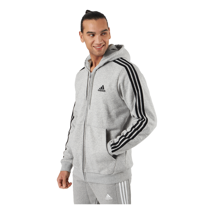 Essentials Fleece 3-Stripes Full-Zip Hoodie Medium Grey Heather