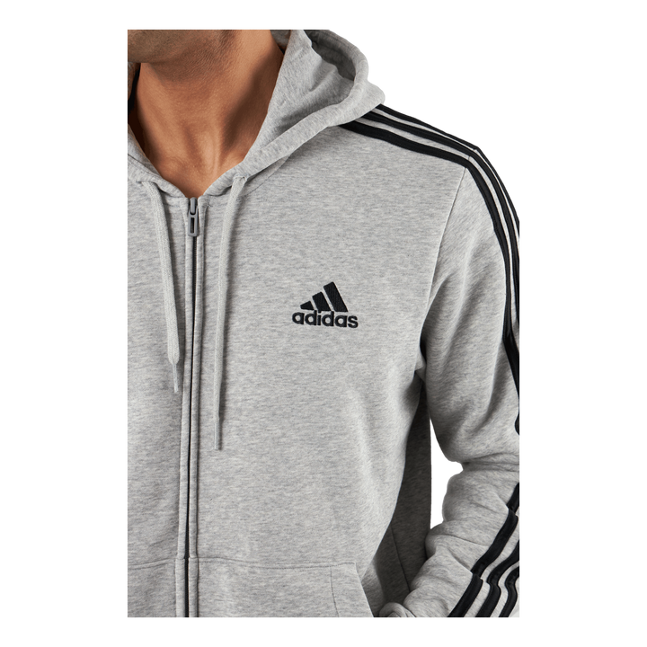 Essentials Fleece 3-Stripes Full-Zip Hoodie Medium Grey Heather