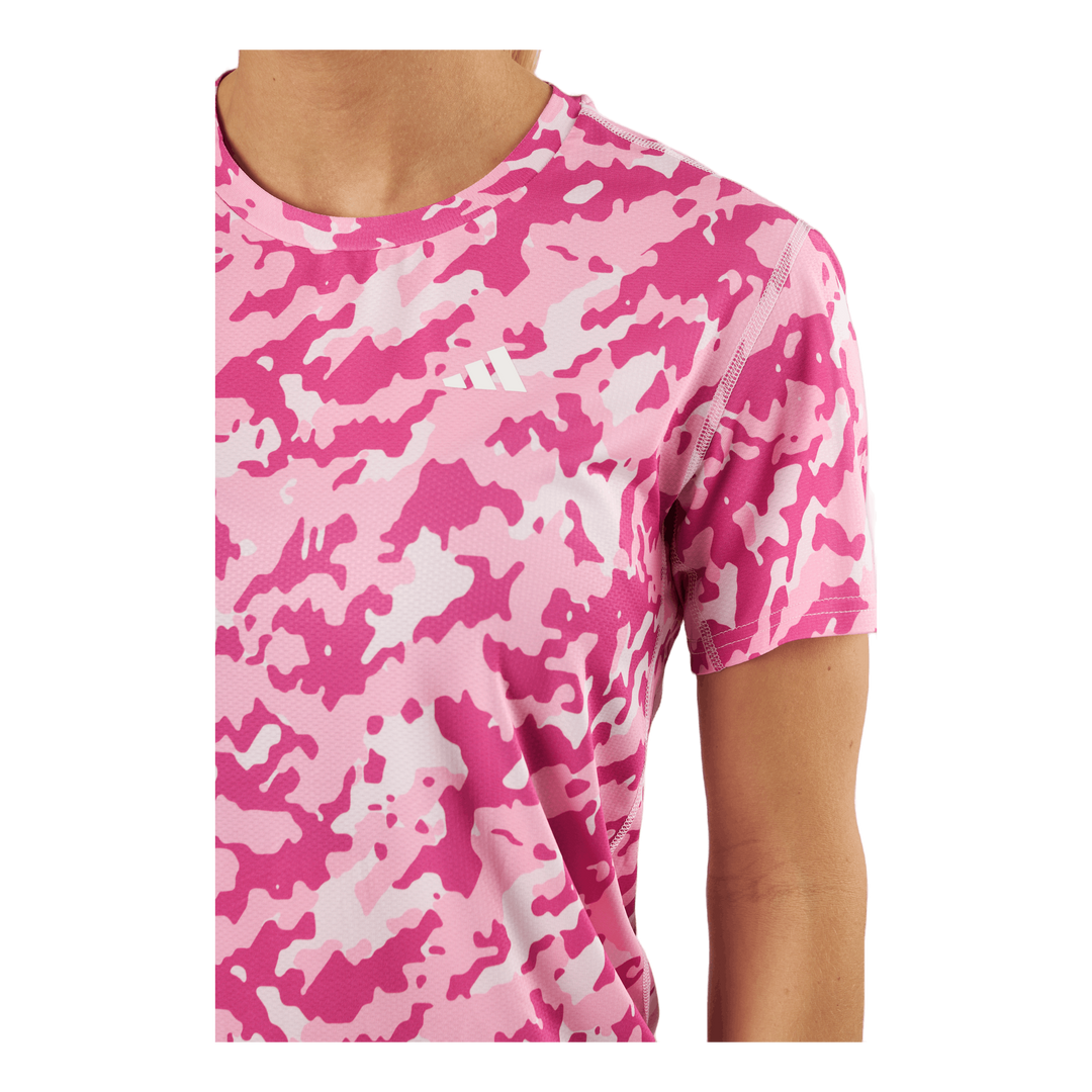 Own the Run Camo Running T-Shirt Clear Pink