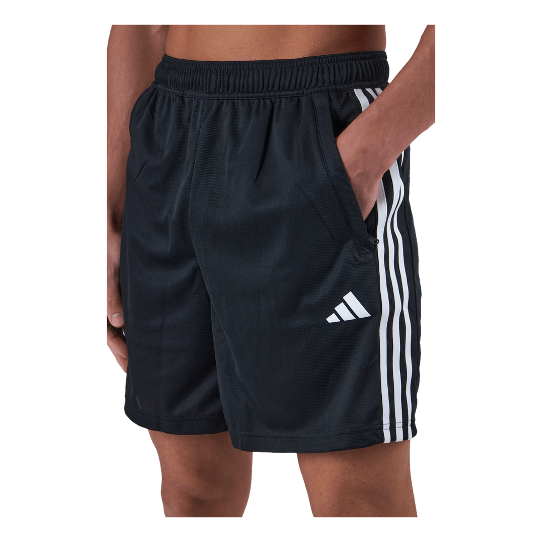 Train Essentials Piqué 3-Stripes Training Shorts Black