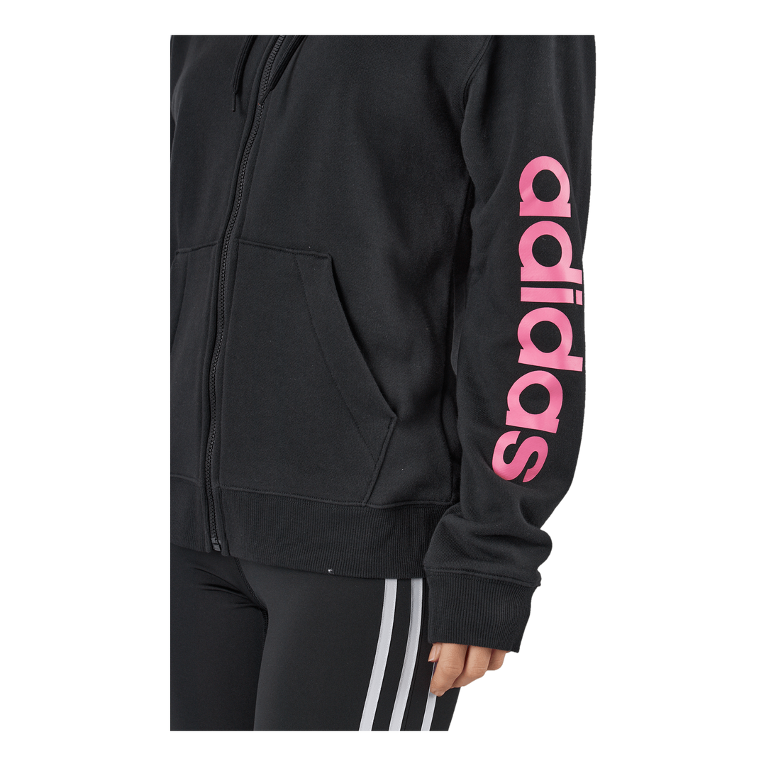 adidas Essentials Linear Full-Zip French Terry Hoodie - Black