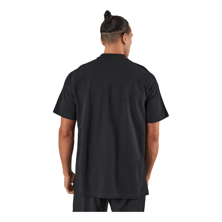 Essentials Piqué Embroidered Small Logo 3-Stripes Polo Shirt Black