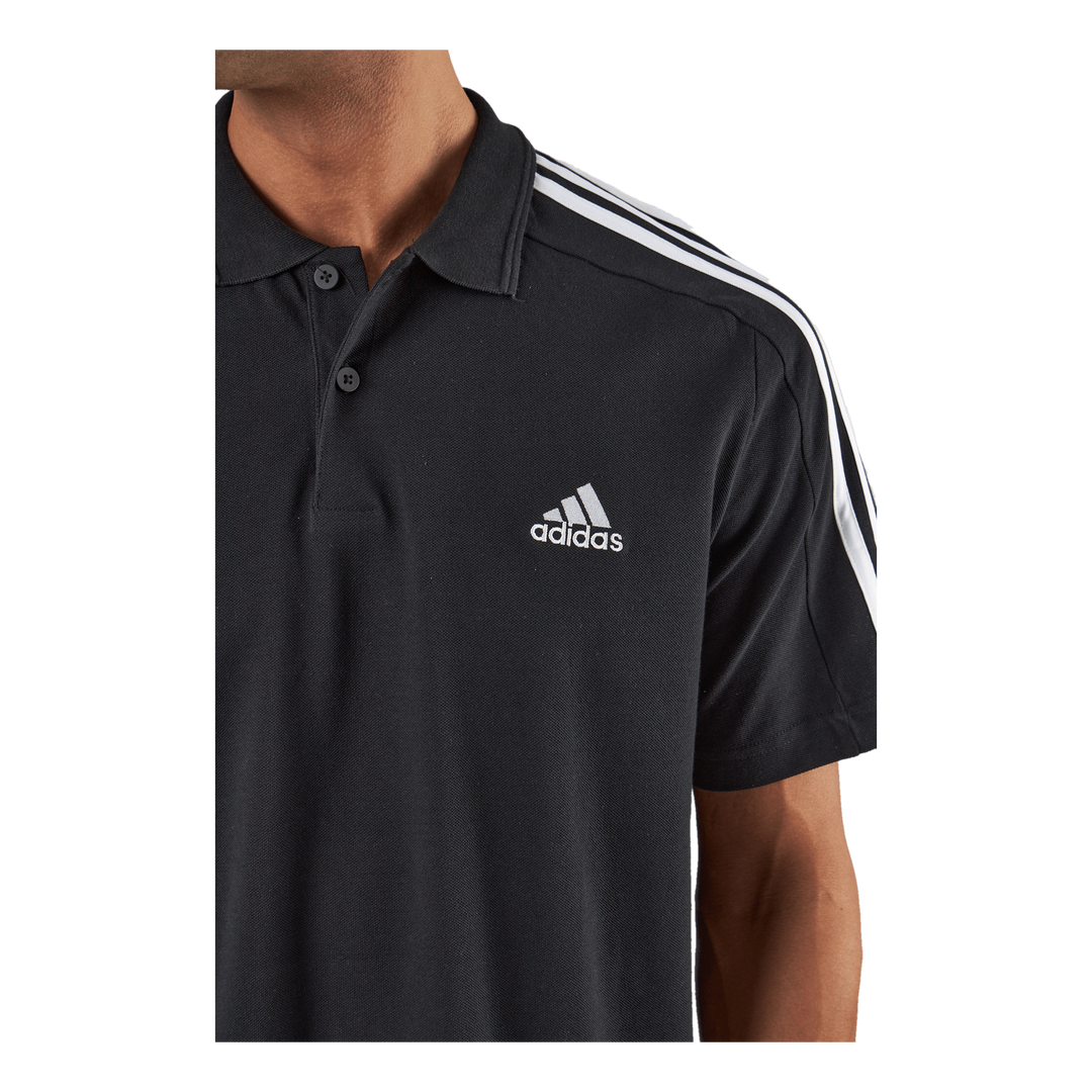 adidas Essentials Piqué Black 3-Stripes – Shirt Small Logo Polo Embroidered