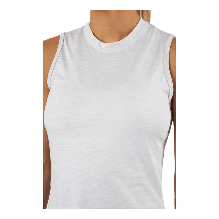Essentials Heathered Mock-Neck Sleeveless Golf Polo Shirt White