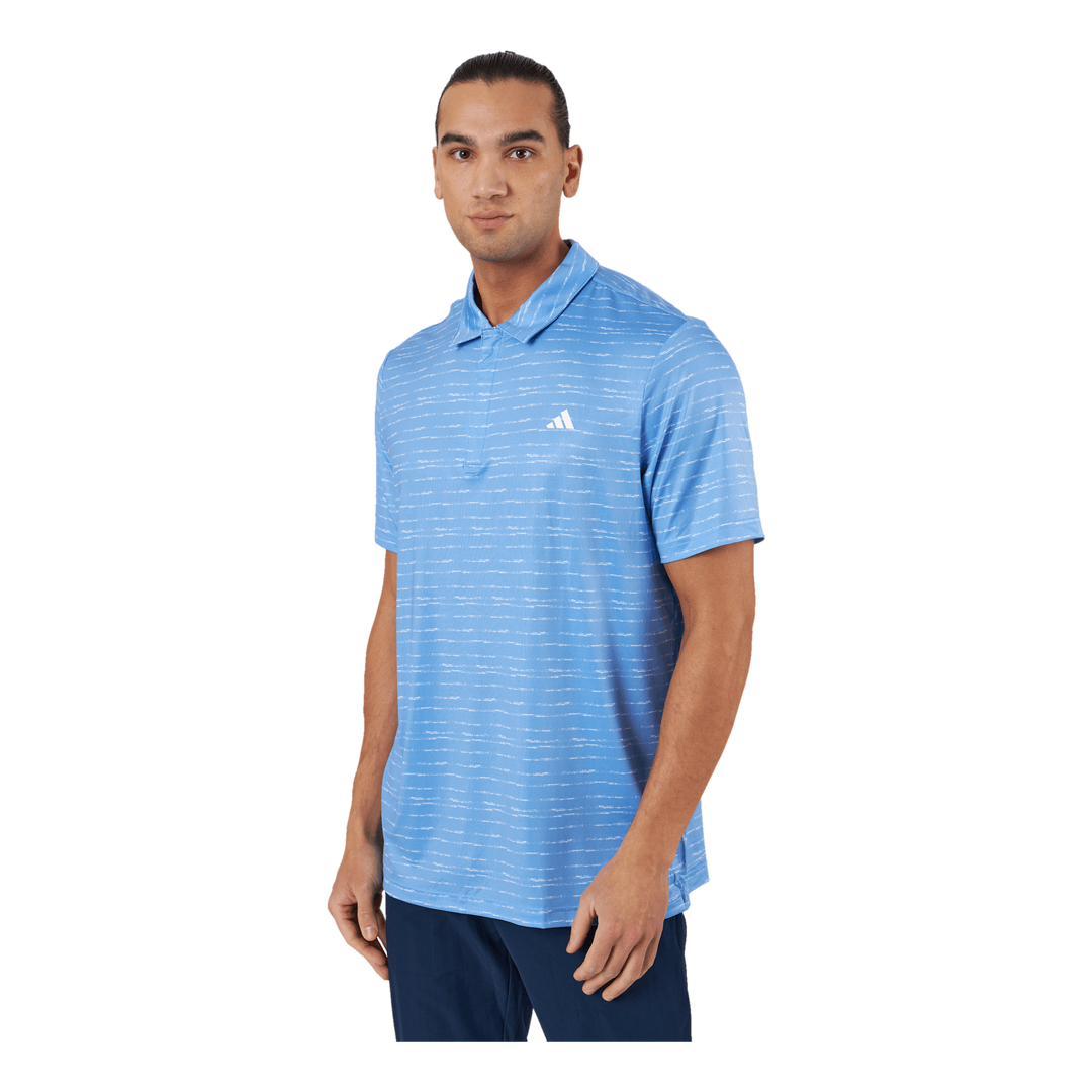 Stripe Zip Golf Polo Shirt Blufus/White