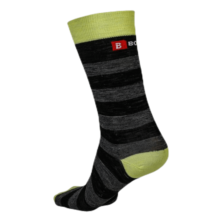 Merino Liner Striped Green/Black/Grey